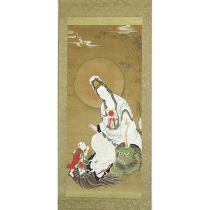 Art hand Auction B-2167 [Authentic work] Unsigned Buddhist painting, hand-painted on paper, Koyasu Kannon picture, hanging scroll/Buddhist art, mandala, calligraphy, calligraphy, painting, Japanese painting, person, Bodhisattva