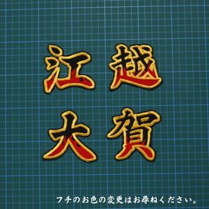 送料無料 ネーム 江越大賀 炎フチ黄 刺繍 ワッペン 阪神 タイガース 応援 ユニフォーム に