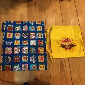  unused! Anpanman . put on change pouch ( blue ) gym uniform inserting size ( approximately - vertical 38× width 32cm) rucksack attaching 