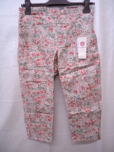 [KCM]sta-198* unused goods *[VIVAYOU/ Vivayou LIMITED EDITION] lady's floral print Sabrina pants beige group size S