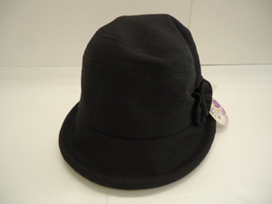 【KCM】hat-7★未使用★華やか　コサージュ付き帽子　ハット　SSサイズ　ブラック　婦人　レディース