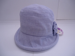 【KCM】hat-25★未使用★華やか　コサージュ付き帽子　ハット　Mサイズ　ライトパープル　婦人　レディース