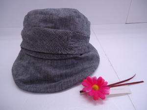 【KCM】hat-16★未使用★【fleur fleur】帽子　ハット　キャスケット　ワイヤー入り　Sサイズ　グレー　婦人　レディース