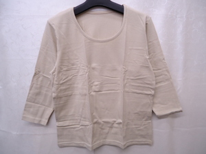 [KCM]har-295* tag none unused goods * lady's 7 minute sleeve T-shirt cut and sewn light beige group size L