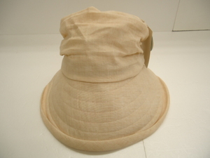 【KCM】hat-33★未使用★遮熱帽子　おしゃれハット　UVカット　ワイヤー入り　Sサイズ　ベージュ系　婦人　レディース
