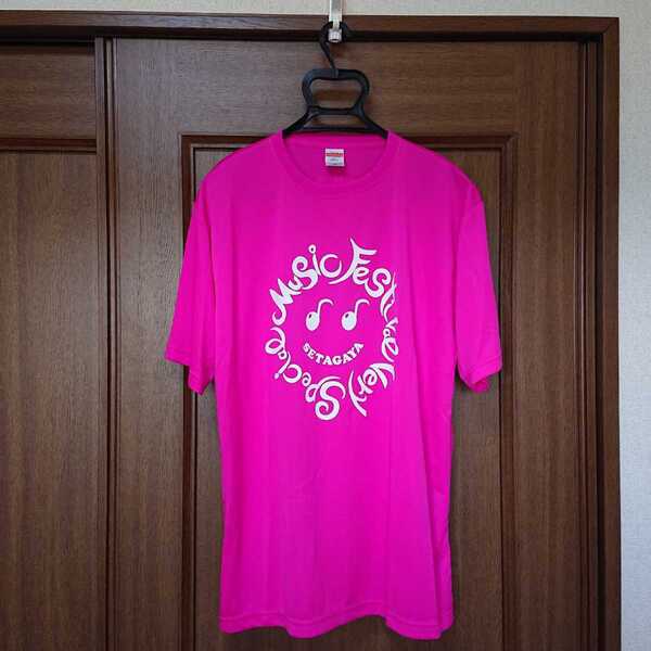【レア物】未使用 自宅保管☆SETAGAYA Very Special Music Festival記念Tシャツ ★大きいメンズ半袖Tシャツ★ショッキングピンク★XXL