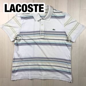 LACOSTE ラコステ ポロシャツ 4 ホワイト ボーダー マルチカラー