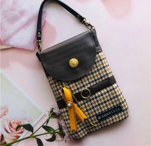 スマホポーチ ブラウン千鳥格子スマホポーチ ハンドメイドスマホポーチ ショルダーバッグ