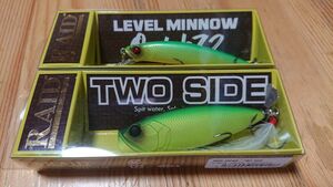 レイドジャパン レベルミノー クイック 72 ツーサイド 2個セット ライムチャート ヒカルシマナシ 新品 RAID JAPAN LEVEL MINNOW Quick 72