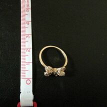 オープンリング 指輪 リボン ラインストーン レディース 韓国 大人 可愛い フリーサイズ 調整可能 女性 光沢 ウォータードロップ #C998-1_画像5