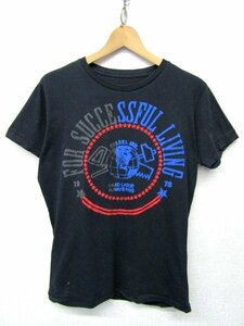 V0427：ブルガリア製 DIESEL ディーゼル 半袖Tシャツ/黒/S メンズ レディース プリントT カットソー：35