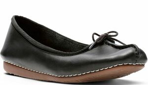 Clarks Clarks 25.5cm кожа черный чёрный балет туфли-лодочки Flat Loafer мокасины туфли без застежки лента ботинки сандалии RRR18