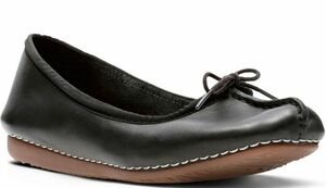 Clarks Clarks 26 см кожаные черные балетные насосы плоская кровельщик мокашин скользящий ленточный сапог сандал Rrr18