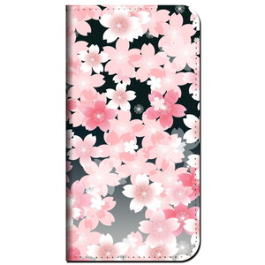 iPhoneX 他手帳型ケース 夜桜満開 柄 iPhone13 iPhoneSE2