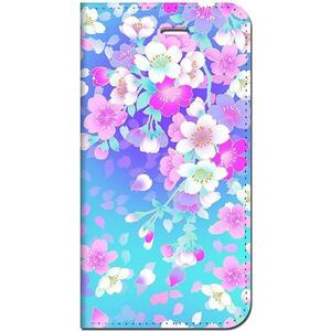 iPhone8 / iPhone7 共通 手帳型ケース【和柄-水面桜】