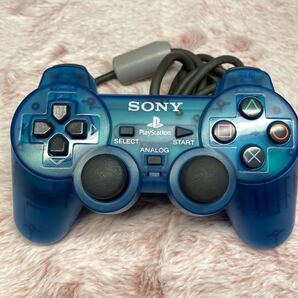 美品 PlayStation2 コントローラー (クリア ブルー)