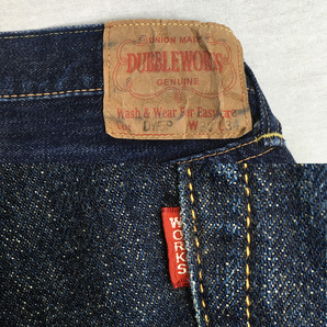 DUBBLE WORKS ダブルワークス DW5P 日本製 デニム ジーンズ W30 L34 紙パッチ セルビッチ 隠しリベット ボタンフライの画像8