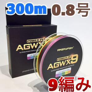 PEライン 9編み 300m マルチカラー 0.8号 高強度
