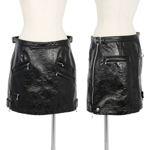  Junya Watanabe Comme des Garcons fake leather side Zip design miniskirt black M [ lady's ]