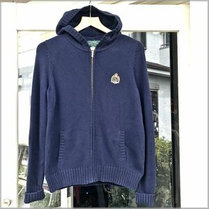 ★ローレン　ラルフローレン　90s　コットン　ニット　ジップアップ　ジャケット　size P★検 ポロ セーター カーディガン ジャケット