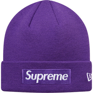 即決 supreme new era box logo beanie purple