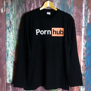 送込　ポルノハブ　Pornhub　ロンT　長袖Tシャツ　黒　XLサイズ
