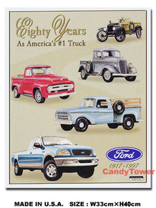 アメリカンブリキ看板 ピックアップ -Ford 80yrs. of Pickups- アメリカ雑貨 アメリカン雑貨 サインプレート ティンサインボード