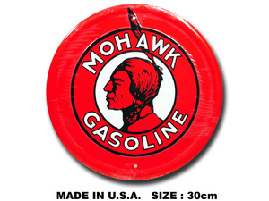 アメリカンブリキ看板 MOHAWK GASOLINE -インディアン- アメリカ雑貨 アメリカン雑貨 サインプレート ティンサインボード