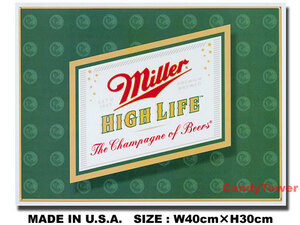 アメリカンブリキ看板 ミラービール -Miller High Life Logo- アメリカ雑貨 アメリカン雑貨 サインプレート