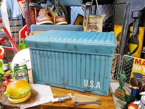 港のコンテナのストレージボックス(ブルー) アメリカン雑貨 アメリカ雑貨