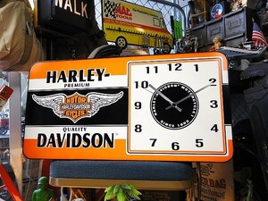 【全国送料無料】ハーレーダビッドソンのウイングバー＆シールドADクロック ■ アメリカン雑貨 アメリカ雑貨 壁掛け時計