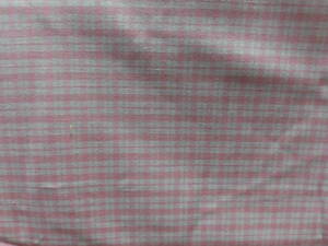 生地 ピンクと白のチェック 綿100％ 約114×84cm ハギレ はぎれ