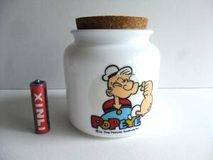 POPEYE　ポパイ　オリーブ　コルク蓋付き　白 ガラス瓶　King Features Syndicate Inc　レトロ