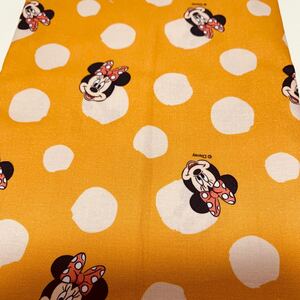 ディズニー ハギレ ビンテージ ハンドメイド 生地 ミニーちゃん 水玉 ドット オレンジ