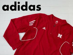 ☆送料無料☆ adidas アディダス USA直輸入 古着 ハーフジップ 袖取り外し可能 カレッジ ウインドブレーカー メンズ O レッド トップス