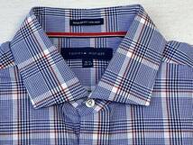 ☆送料無料☆ TOMMY HILFIGER トミーヒルフィガー USA直輸入 古着 長袖 チェック ホリゾンタルカラー シャツ メンズ 15-1/2 ブルー 中古_画像4