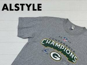 ☆送料無料☆ ALSTYLE USA直輸入 古着 半袖 Tシャツ NFL グリーンベイ パッカーズ メンズ L グレー トップス 中古 即決