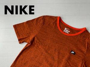 ☆送料無料☆ NIKE ナイキ USA直輸入 古着 半袖 リンガー ロゴ Tシャツ メンズ M ブラウン トップス 中古 即決