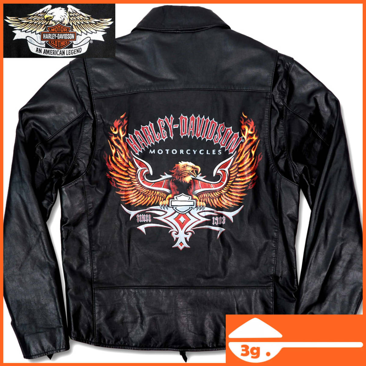 即決☆HARLEY DAVIDSON☆メンズL レザーライダースジャケット ハーレー