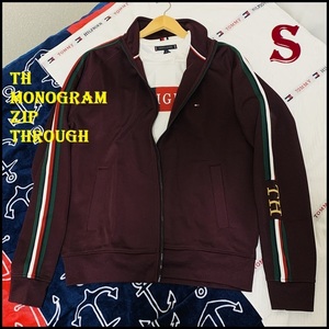 TH MONOGRAM ZIP THROUGH　ジップアップスウェット ボルドー　Sサイズ　TOMMY HILFIGER #ngTOMMY