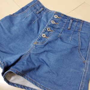 ショートパンツ デニムショートパンツ センターボタン