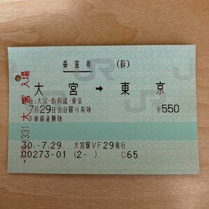 JR使用済 乗車券　大宮　東京　新幹線