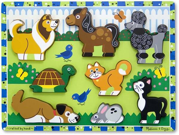 ☆新品・迅速発送☆Melissa & Doug Chunky Puzzle PETS 3724 メリッサ&ダグ 木製 立体パズル パズル 動物 2歳以上