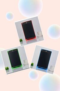電子メモ帳　緑と青 と赤3枚セット販売電子パッド　タブレット型　デジタルメモ　ペン付き　テレワーク