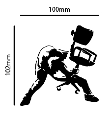 自作カッティングステッカー 精密 ステッカー バンクシー 「Chair Smash」イスをぶっ壊せ 100×102mm ネコポス対応可能 同梱可[S-290]