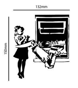 自作カッティングステッカー 精密 ステッカー バンクシー 「ATM Girl」 150×132mm ネコポス対応可能 同梱可能[S-282]
