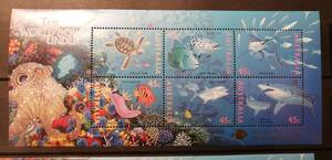 オーストラリア 海洋生物(6種小型シート×5, 各切手展加刷) MNH 