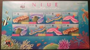 ニウエ 海洋生物(WWF)(4種×2小型シート) MNH