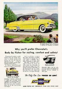 *1952 year. automobile advertisement Chevrolet Belair 2 CHEVROLET GM