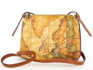 [ as good as new * unused ]PRIMA CLASSE Prima Classe shoulder bag pouch map pattern world map lady's [EK96]